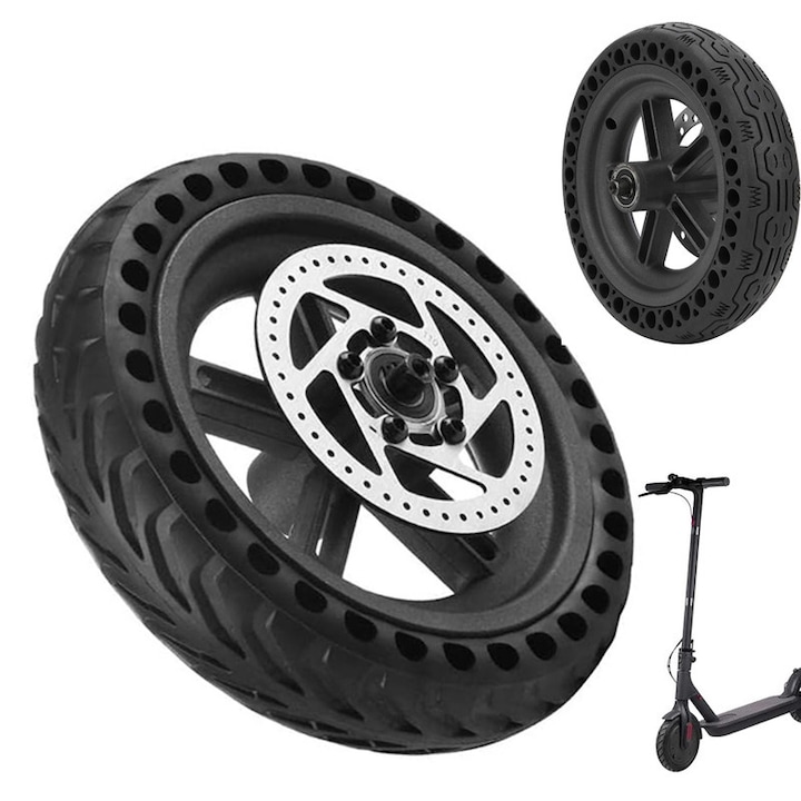 Komplett kerék Xiaomi M365 elektromos rollerhez, tömör gumi, féktárcsa mellékelve, 8,5 hüvelykes, fekete