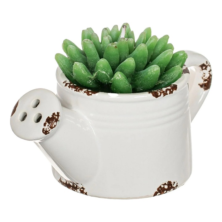 3D свещ кактус в ретро бяла керамична пръскачка 16x9x9,5 cm