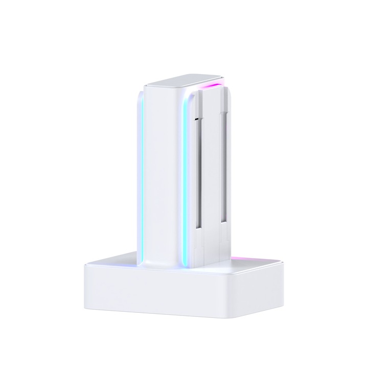 Statie de incarcare controler de joc, Switch Joy con, indicator luminos LED, protectie la scurtcircuit, convenabil si rapid, alb