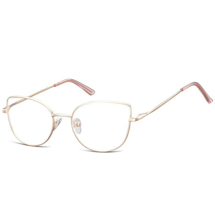 Rame ochelari dama, Sunoptic, model L119F, kocie ochi, roze aurie, 13.6x4.5cm, set cu etui si accesorii