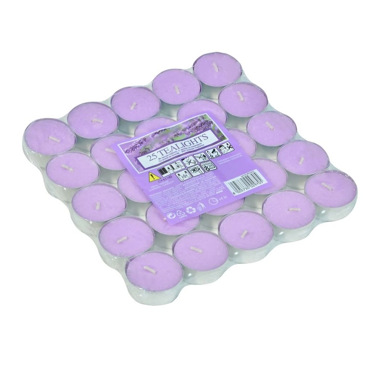 Лилави лавандулови свещи хапчета Ø3.5x1.5cm - 25бр