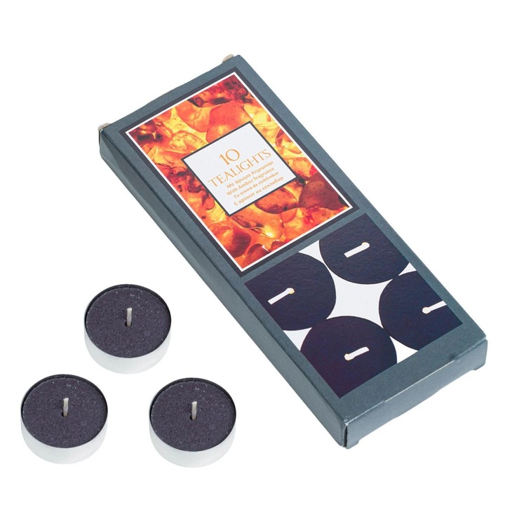 Illatos fekete borostyán gyertyák Ø3,5x1,5cm - 10db