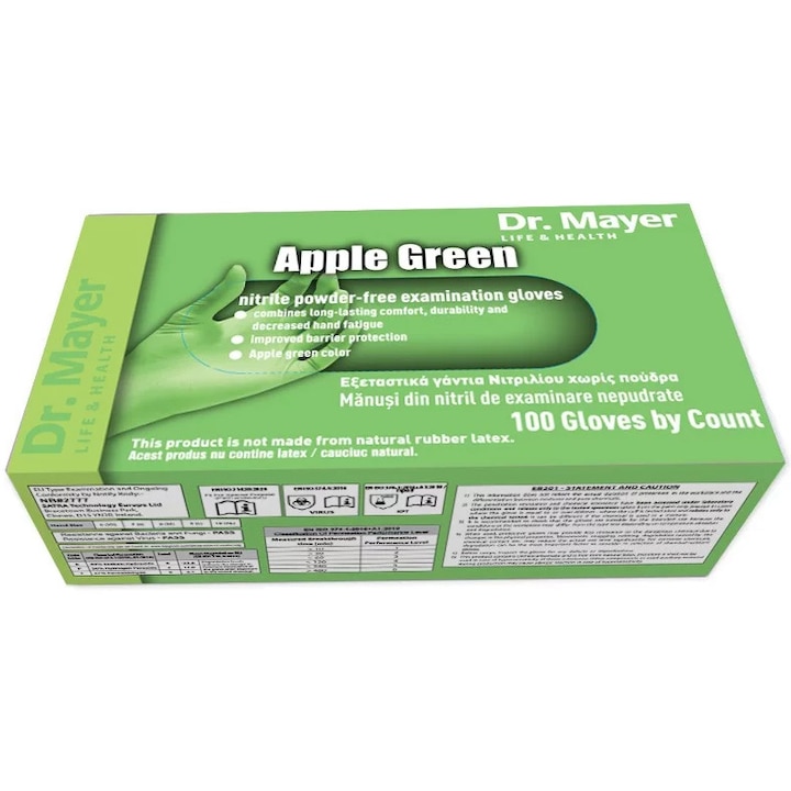 Manusi Nitril Dr. Mayer Apple Green DRM1145, 100 buc., S