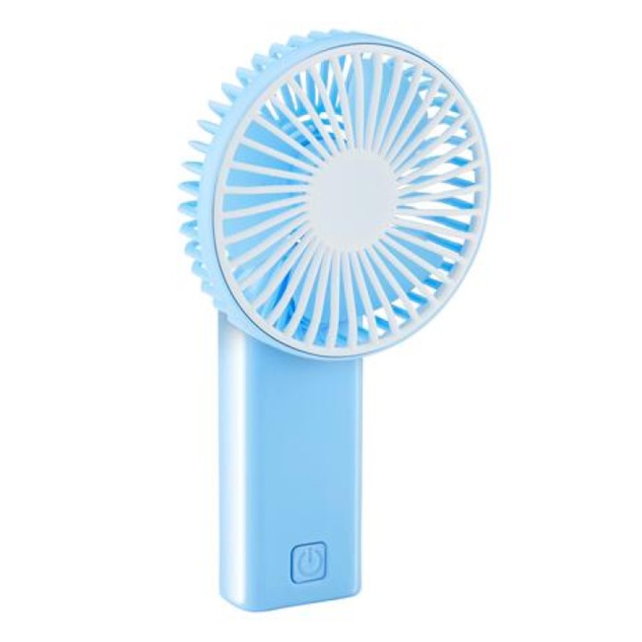 Mini ventilator portabil, Lifetime Air, 8 cm, cu baterii 2 x AA, de mana, albastru
