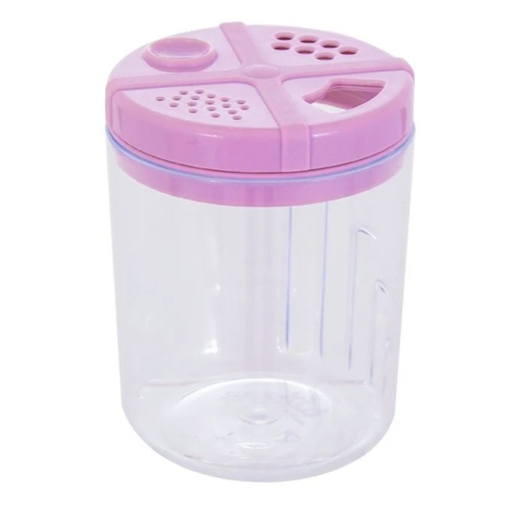 Borcan pentru condimente, plastic, transparnet/lila, 7x10cm