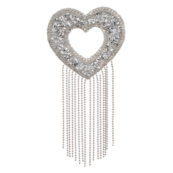 Autocolant - Patch Inima cu Strass & Lanturi 6x13cm