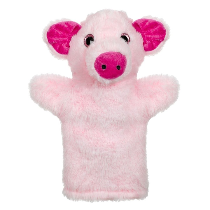 Rózsaszín malac plüss figura bábszínházba 28cm