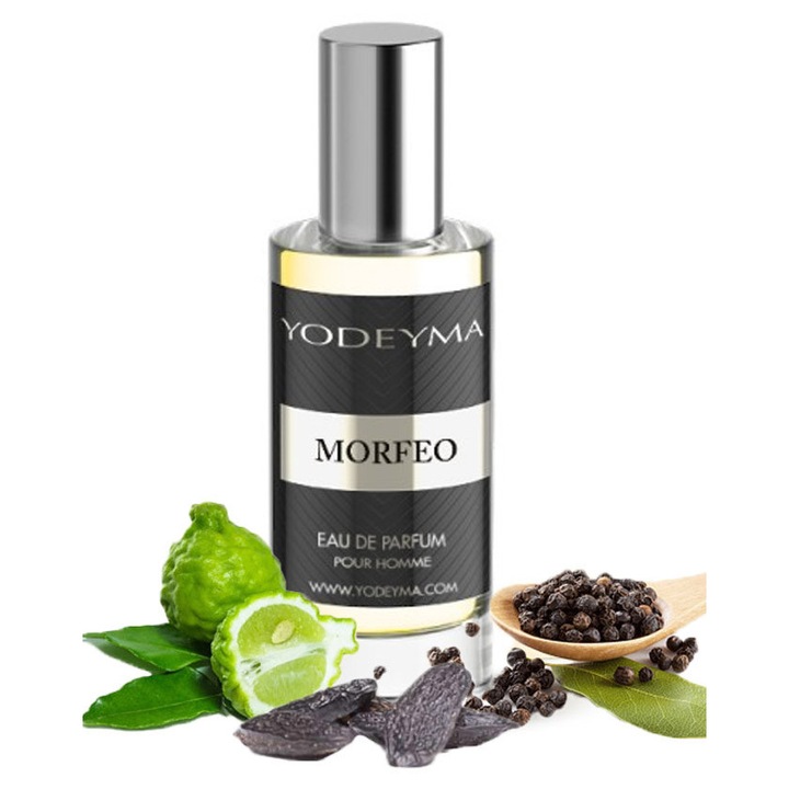 Yodeyma Morfeo Apa de parfum pentru barbati, nuante de bergamota, piper negru si Haba Tonka, pentru barbatul puternic si misterios, 15ml