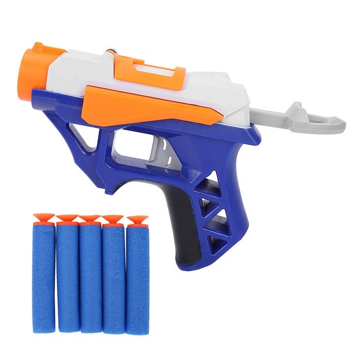 Pistol de jucarie cu bile moi, Enforose, design maner albastru, 20x13x8cm, pentru copii 3 ani+