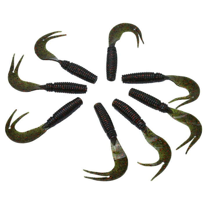 Enforose horgászcsalik, 8 db-os készlet, katonai zöld, 75 mm, minőségi anyagok