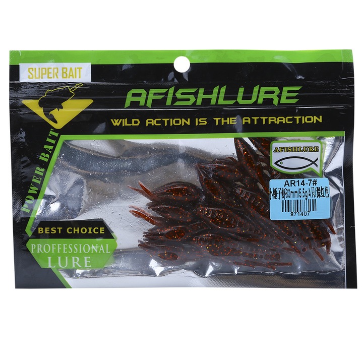 Enforose 4 db mesterséges csali készlet, 80 mm, bionikus, sötétvörös, 5,5 g