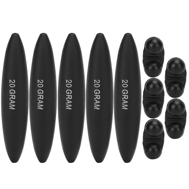 Set 5 plutitoare de pescuit EVA, Enforose, negru, 20g/30g