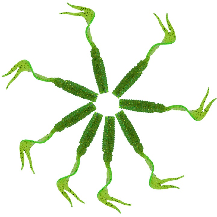 Enforose horgászcsalik, 8 db, 75mm, zöld, műanyag