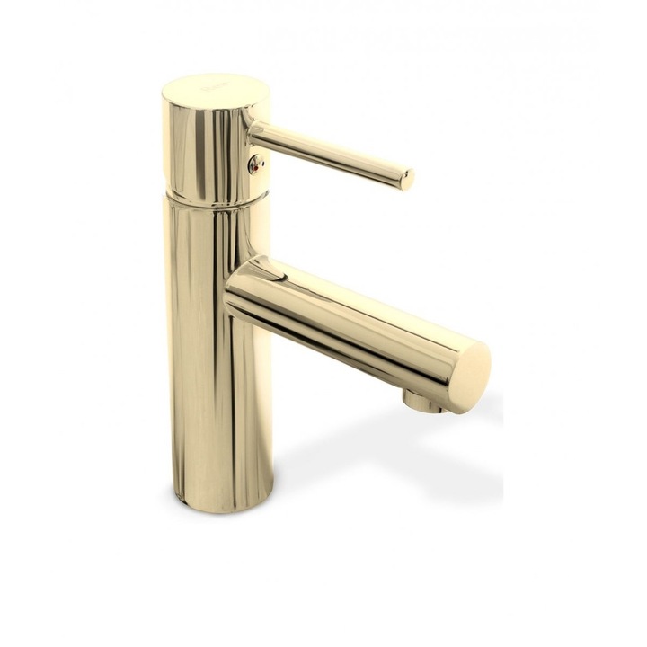 Robinet de Lavoar, Rea, Tess gold, Auriu, Alama, Inaltime 18, 5 cm, Raza de actiune a duzei 10, 5 cm, Cap ceramic, Set cu furtunuri tucai