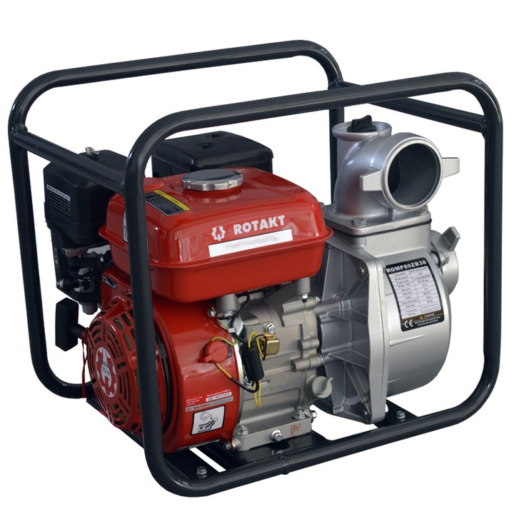 Motopompa apa curata Rotakt ROMP80ZB28-3, 8Q, 3", motor 7 CP, 212 cmc, 4 timpi, debit 1000 l/min, refulare 28 m, absorbtie 8 m