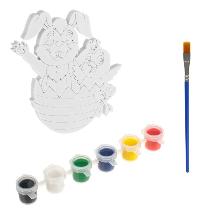 Set Creativ de Paste ”Picteaza Iepurele” cu Vopsea & Pensula