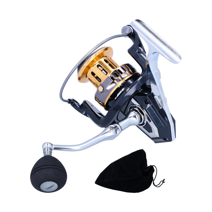 Enforose horgászorsó, nagy kapacitású, fém, 5+1BB, bal/jobb cserélhető, 518g