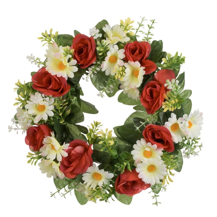 Coronita Decorativa de Primavara cu Margarete Trandafiri Ø25cm