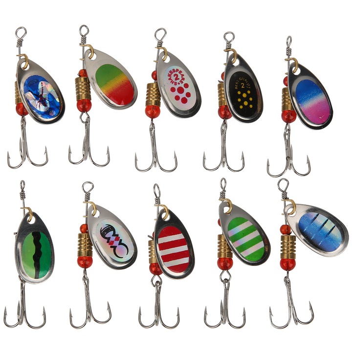 10 db fém horgász Spinner csalikészlet, Enforose, 16x8x3cm
