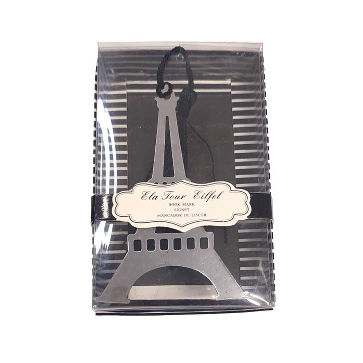 Marturii nunta semn de carte Turnul Eiffel, snur negru - cadouri pentru invitati Denikos NK103