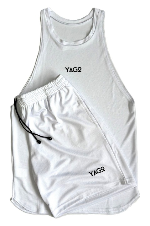 Set maiou si pantaloni scurti sport - 63797, Alb