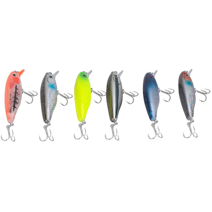 Enforose 6 db-os horgászcsali készlet, mesterséges süllyedő csali, műanyag, rozsdamentes acél, 60g, többszínű