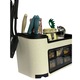 Organizator de Bucatarie Multifunctional, Suport Tacamuri si Ustensile, Compartimente Depozitare, Design Modern, Maro deschis