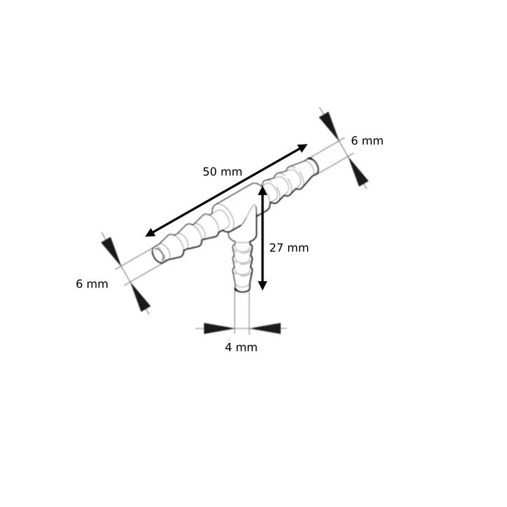 Paa-Auto® póló 6x4x6 mm-es üzemanyagcsövek csatlakoztatásához