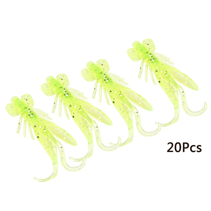 Műcsali horgászathoz, Enforose, 20 db/tétel, puha szilikon, valósághű, (sárga)