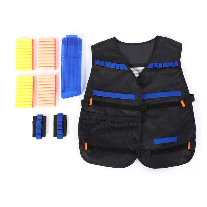 Лека уплътнена жилетка за пистолет-играчка, черна