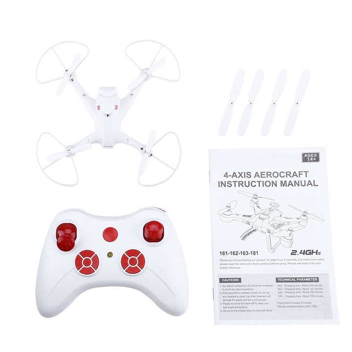 Дрон с дистанционно управление, RC (бял)