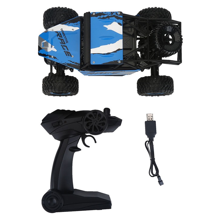 Masinuta RC Enforose, 2.4GHz, 4x4, roti din cauciuc, albastra, 27x16.5x13.5cm