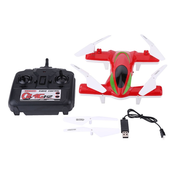 Drona RC Jucarie Telecomanda Quadcopter Elicopter Mod fara cap Rosu
