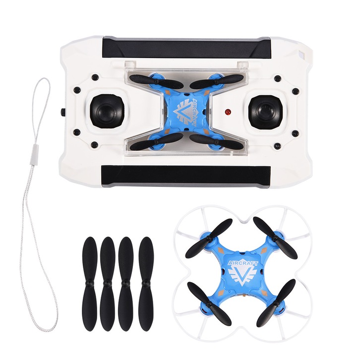Mini 2,4 Ghz Telecomanda Quadcopter Jucarie drona O tasta Retur Mod fara cap (albastru)