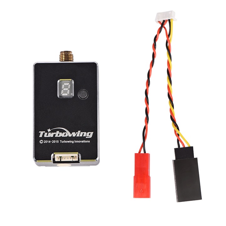 Transmitator 32CH 600mW pentru drone FPV, Enforose, dimensiuni 42.5x27.5x15.7mm, culoare aurie si neagra