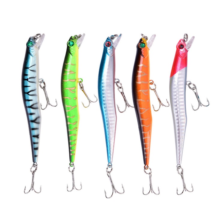 5 db-os műcsali készlet ABS, ellenálló horog, 11.8x1.5cm, többszínű