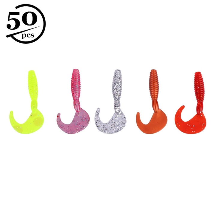 Műcsali horgászathoz, Enforose, 50 darab puha szilikon csali, műcsali tárolótokkal