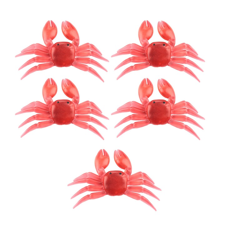 Enforose mesterséges csalik, 5 darabos készlet, rák design, puha PVC, piros színű, mérete 8x4.5cm