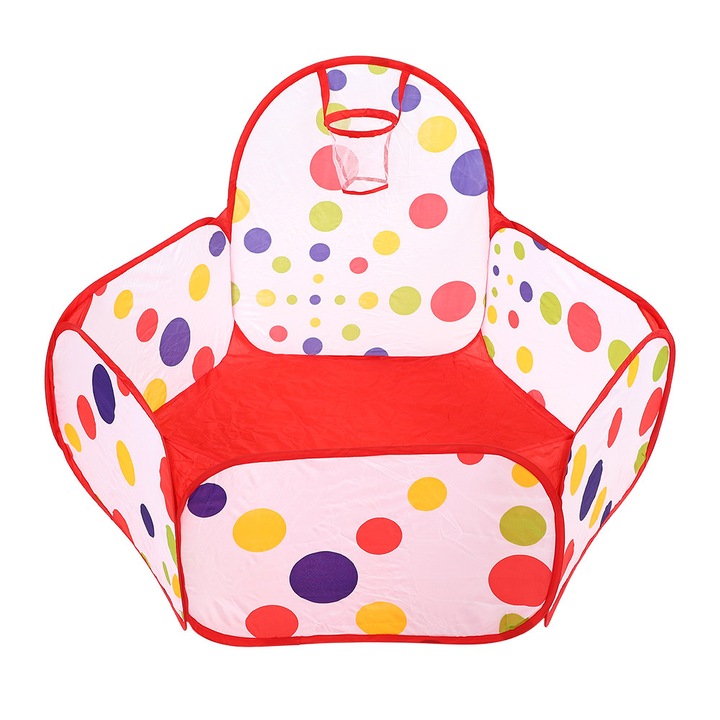 Детска палатка Enforose, комплект с палатка и баскетболен кош, полиестер, многоцветна, 90x60x45см