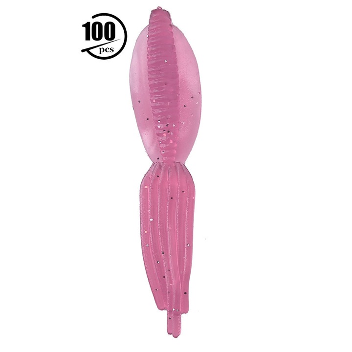 Műcsali horgászathoz, Enforose, 100 darab 6,5 cm-es puha műcsali, horgászcsali, kiegészítők (rózsaszín)