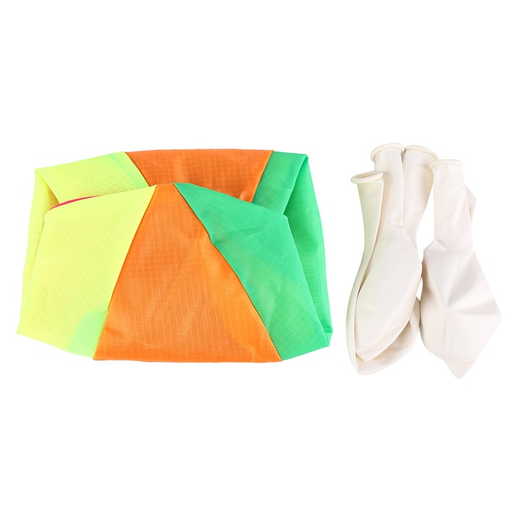 Плажна топка от найлон, Enforose, комплект 1 топка + 5 латексови балона, многоцветна, 22 см