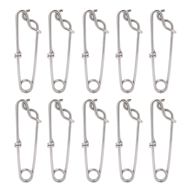 Set 10 conectori de pescuit din otel inoxidabil, Enforose, rezistenta mare, design simplu, 460g