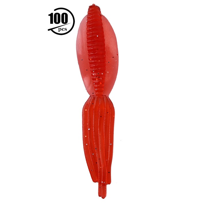 100 darabos Enforose műanyag csali készlet, 6,5 cm (piros)