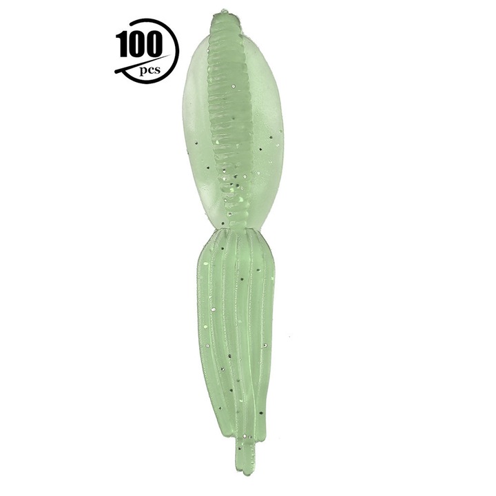 Műcsali horgászathoz, Enforose, 100 darab 6,5 cm-es puha műcsali, (zöld)