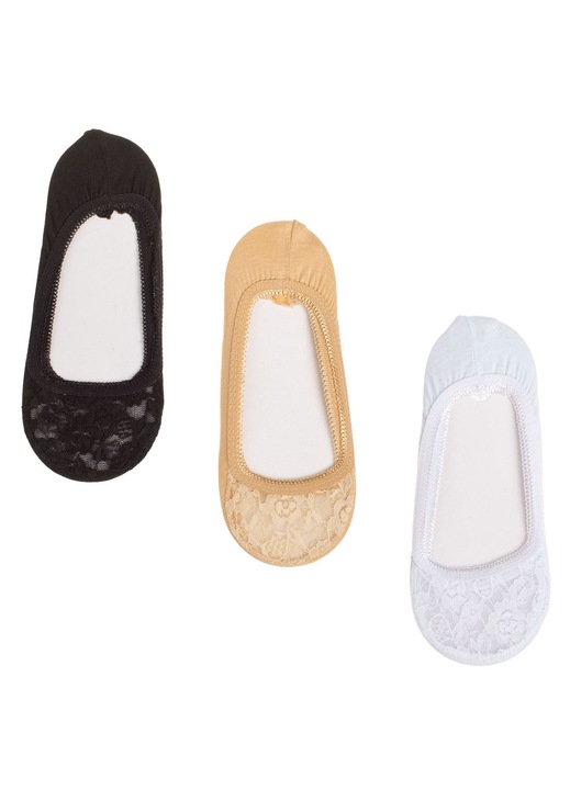 Sosete Balerini Set Negre, Bej, Albe cu Dantela, One Size