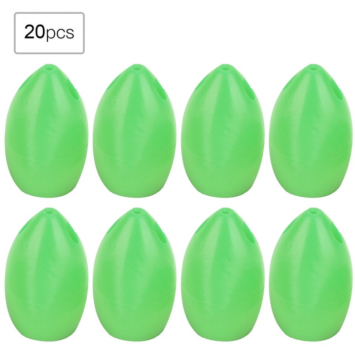 20 buc. dopuri de cauciuc ovale colorate pentru pescuit, plutitoare, accesorii de pescuit, verde S