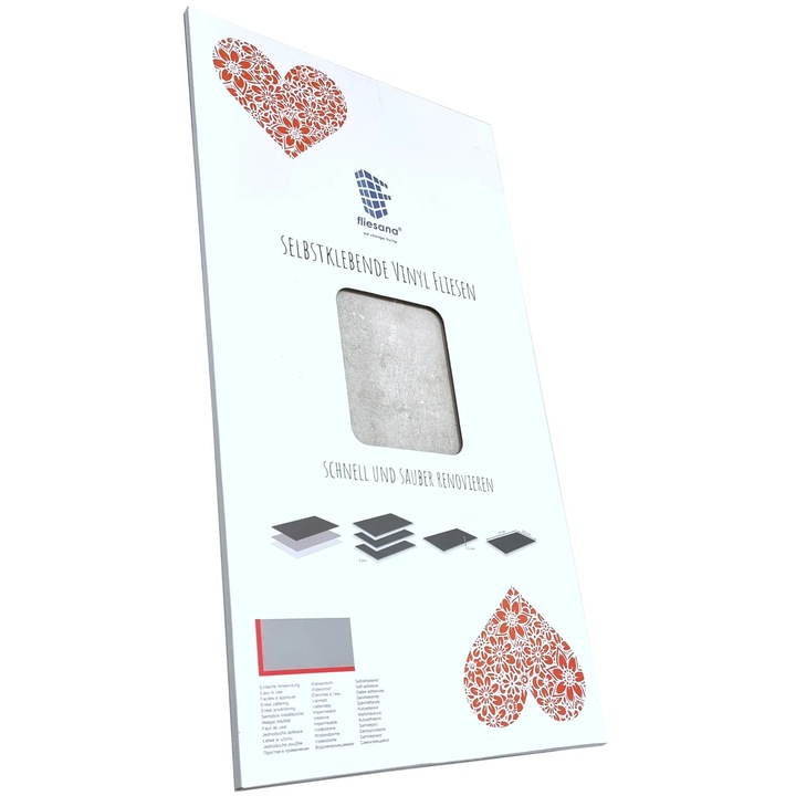 Set 3 placi de faianta autoadeziva Fliesana Kaimauer, impermeabila, 61 x 30.5 cm, gri deschis