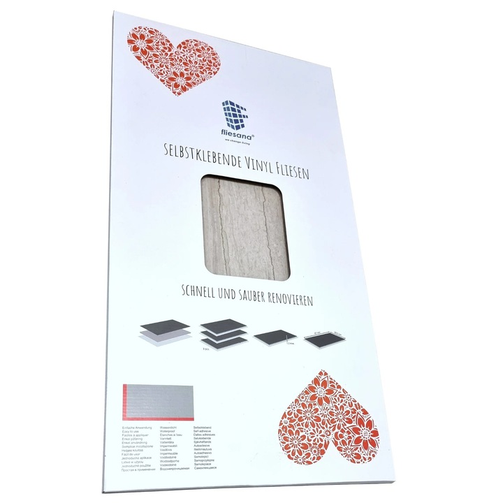 Set 3 placi de faianta autoadeziva Fliesana Mons Klint, impermeabila, 61 x 30.5 cm, bej