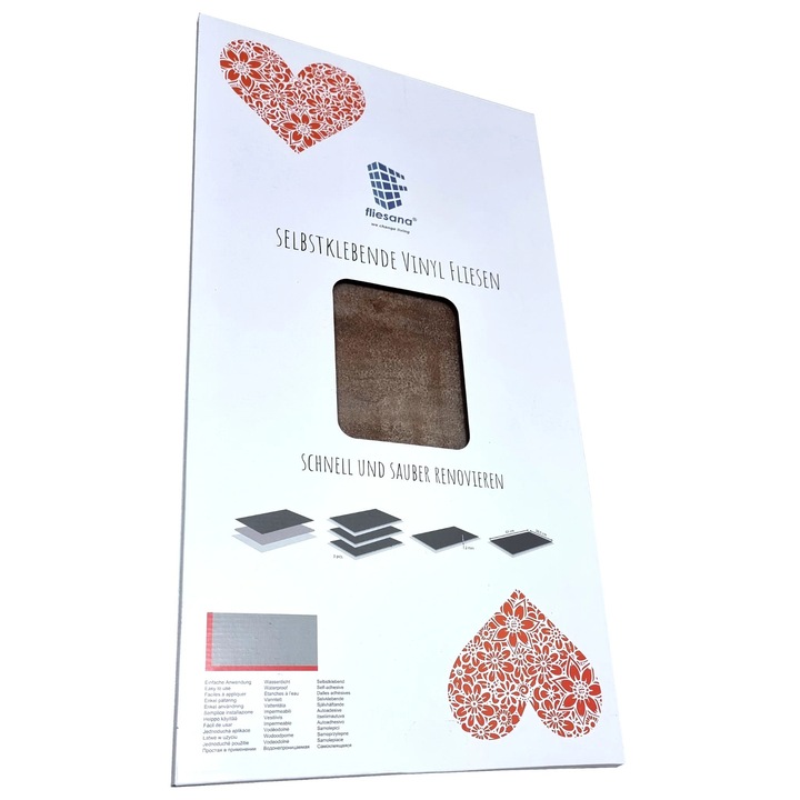 Set 3 placi de faianta autoadeziva Fliesana Old Rust, impermeabila, 61 x 30.5 cm, maro