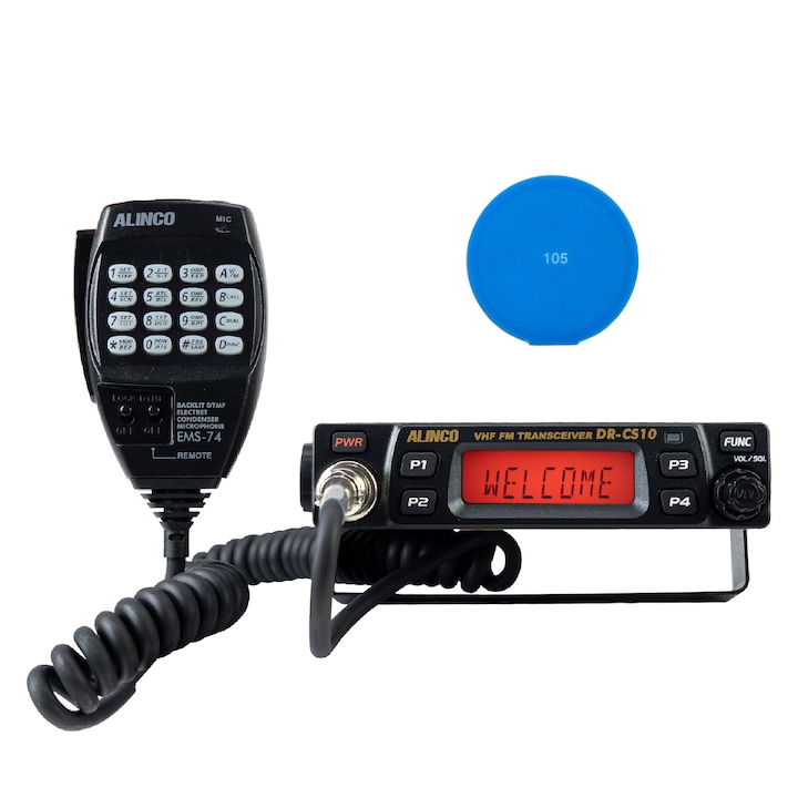 Statie radio VHF PNI Alinco DR-CS-10 136-174MHz, 200 canale, DMTF, 13.8V cu sticky Pad Blue inclus